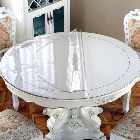 Film de table rond 120cm transparent 2mm, protection de table imperméable en PVC