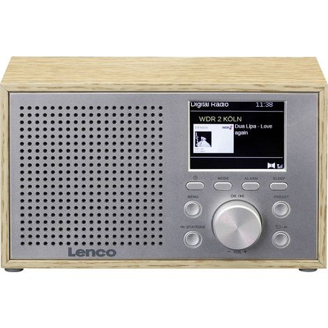Lenco DAR-017WH Radio da tavolo DAB+, FM Ricevitore senza fili, Bluetooth Funzione allarme Quercia (1/5)