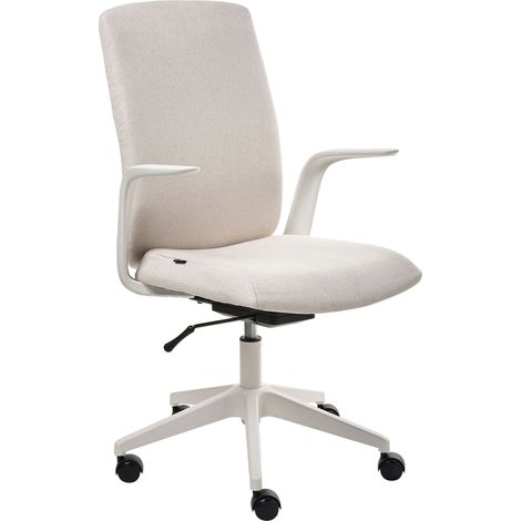Chaise de Bureau Fonctionnelle en Tissu Accoudoirs et Appui-tête Réglables Hauteur Ajustable Base Pivotante Dossier Inclinable Beige Captain