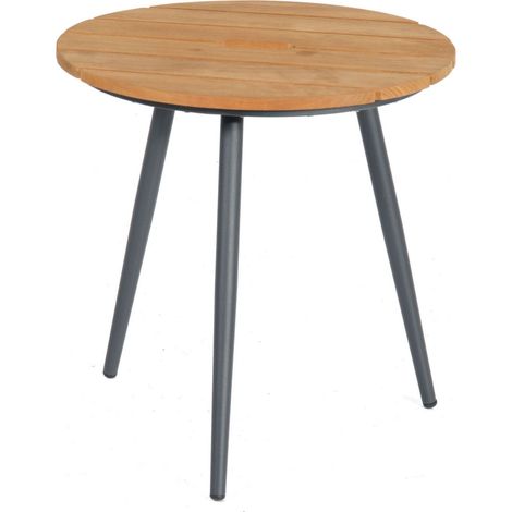 Sonnenpartner Gala Beistelltisch Gartentisch Aluminium/Old Teak Ø 50 cm
