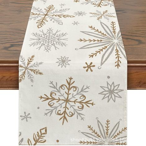 Chemin de table de Noël, nappe longue festive, imprimé style Noël, idéale pour la maison, la salle à manger, le salon, la table à manger et la table basse - 180 x 30 cm (polyester) - 13