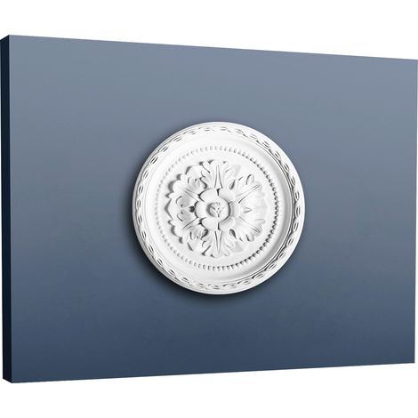 Rosetón Florón Elemento decorativo de estuco Orac Decor R13 LUXXUS para techo Motivo de hojas blanco 28 cm diámetro