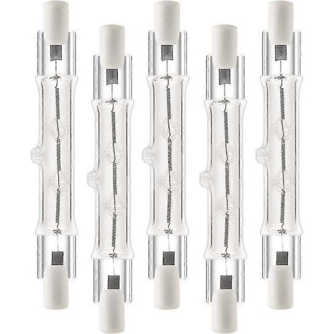 Lot de 5 ampoules halogènes linéaires R7s 118 mm 300 W 230 V, dimmables, pour l'éclairage de chantier, type J. (1/5)