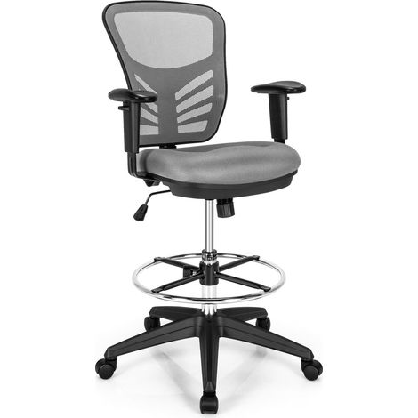 Mesh Mid-Back Tall Drafting Chair Ergonomic Office Chair Adjustable 360 Swivel (1/5)
