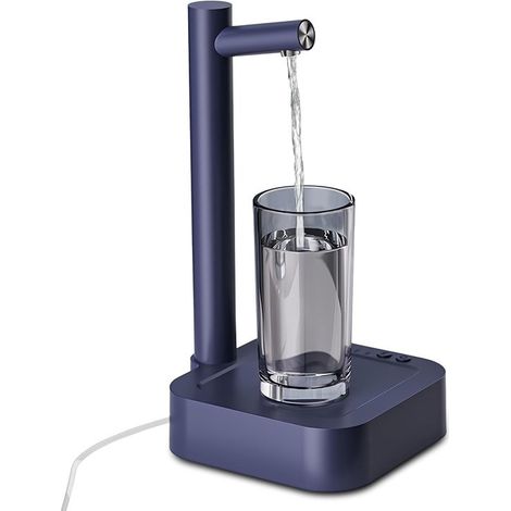 Distributore d'acqua da tavolo, erogatore elettrico a 7 stadi per bottiglie d'acqua, pompa per acqua potabile ricaricabile tramite USB, blu navy (1/5)