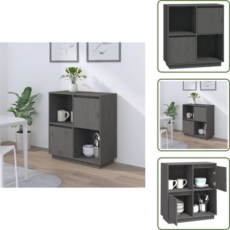 Buffet Gris 74x35x80 cm Bois massif de pin - Buffet - Meuble De Rangement - Commode - Bois Massif - Pin (1/5)