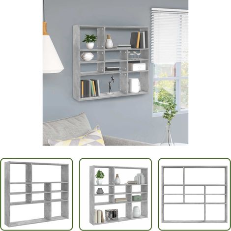Étagère en bois - Étagère murale Gris béton 90x16x78 cm Bois d’ingénierie (1/5)