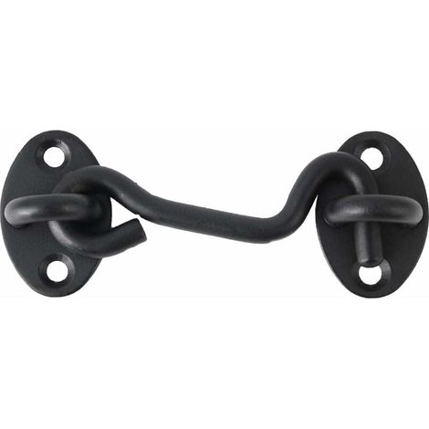 Cabine Crochet, Acier Inoxidable Œil Loquet Intimité Crochets Porte avec Vis Femeture pour Volets Porte Fenêtre Barre Curseur Cabanon Noir 5 PCS 3 pouces (1/5)