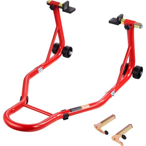 Béquille Roue Arrière Capacité de Charge 385,6 kg, Lève Moto avec Fourche U et L, Bras Oscillant, Béquille d’Atelier Réglable pour Suzuki, Yamaha, Honda, Kawasaki, pour Entretien Montage, Rouge (1/5)