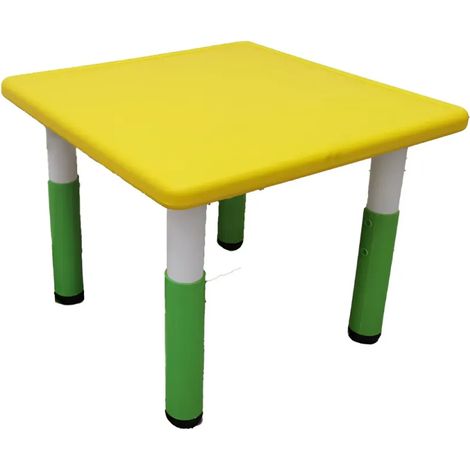 Tavolo Bambini Giallo 62x62x52 cm Altezza Regolabile Acciaio (1/4)