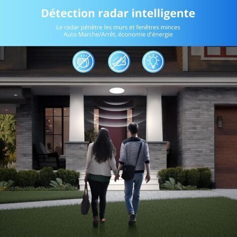 Plafonnier LED avec Détecteur de Mouvement 12W 6000K Rond Lampe Plafond LED Détecteur de Mouvement Radar pour Exterieur Intérieur Escalier Salle de Bains Garage Couloir 20 x 5cm