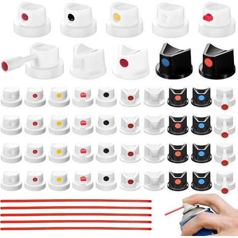 50 Pièces Buse Bombe de Peinture, Buse Bombe Aerosol avec 5 Tubes D'extension pour Graffitis Art Création Peinture Projets Bricolage (1/5)