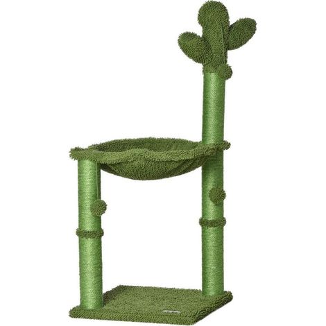 ALBERO TIRAGRAFFI PER GATTI FINO 4.5KG A FORMA DI CACTUS CON PALLINE E AMACA. 40X40X96CM - VERDE (1/5)