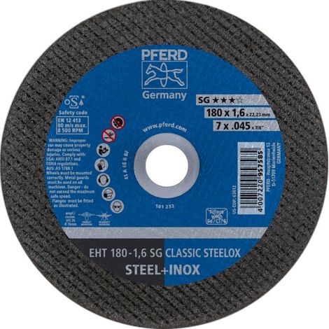 PFERD TOOLS Trennscheibe EHT 180x1,6x22,23 mm gerade Leistungslinie SG CLASSIC STEELOX für Stahl/VA 25 Stk (1/5)