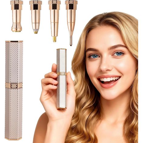 Épilateur visage femme 4 en 1, tondeuse sourcils, nez et joues, sans fil, indolore peau sensible (1/5)