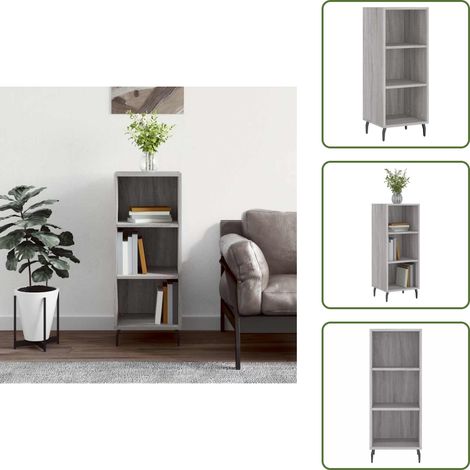 Sideboard Grau Sonoma 34,5x32,5x90 cm Holzwerkstoff - Sideboard - Wohnzimmermöbel - Holzmöbel - Grau - Schreibtisch (1/5)
