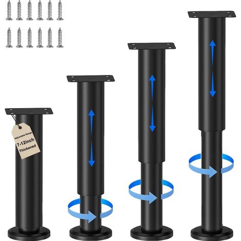 (4 Stück) Verstellbare Bettbeine, 18–30 cm Möbelbeine, Tischbeine, robuste Metall-Stützbeine für Möbel (1/5)