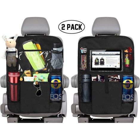 Lot de 2 protège-dossiers de siège auto multi-poches, range-organiseur universel pour enfants, protection contre les coups de pied, accessoire voiture pratique (1/5)