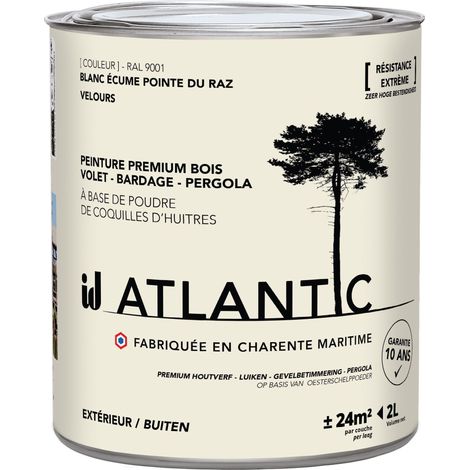 Peinture bois extérieurs - RAL 9001 Blanc écume pointe du raz - 2L - ATLANTIC (1/3)