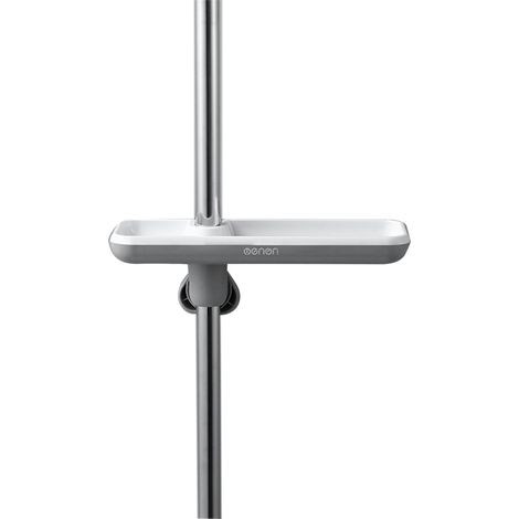 Étagère de douche réglable en hauteur, support de rangement amovible avec organisateur de savon et plateau rotatif pour shampoing (1/5)