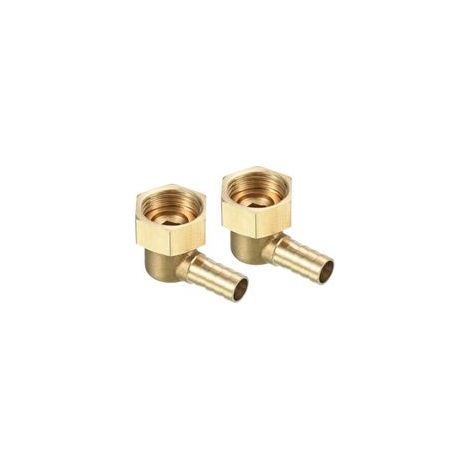 Raccord laiton cannelé coude 10mm x G1/2 – Connecteur femelle à écrou pivotant – Pour eau, air, carburant – Paquet de 2 (1/5)