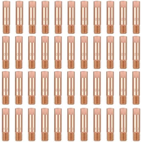 BUNTHAUS 40 Pièces de Contact en Cuivre, Embout De Contact Buse de Soudage Tube Contact 0.8mm 0,9 mm 1,0 mm consommables de torche de soudage pour 15AK MIG