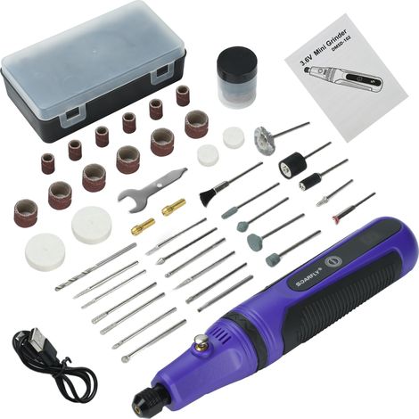 Outil Rotatif Multifonction Sans fil 3.6V, Mini Ponceuse Electrique avec 75 Accessoires, 5 Vitesses 8000-18000 Tours/min, Batterie 1000mAh USB-C, pour Gravure, Ponçage, Découpe, Polissage (1/5)