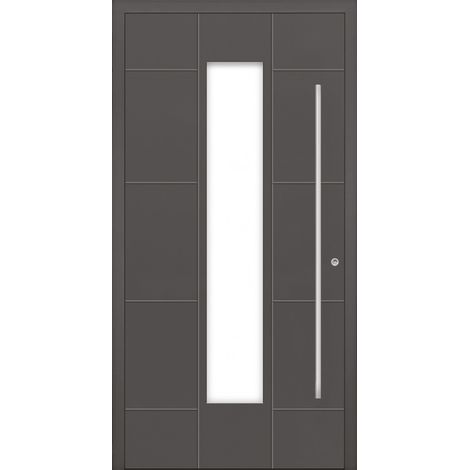 Porte d'entrée en aluminium PASSIVE ALU G3 90 cm anthracite - Poussant: Gauche