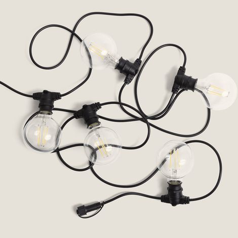 Guirnalda Exterior con Bombillas LED B22 Filamento G95 5m IP44 Negro 4000K Blanco Neutro (1/5)