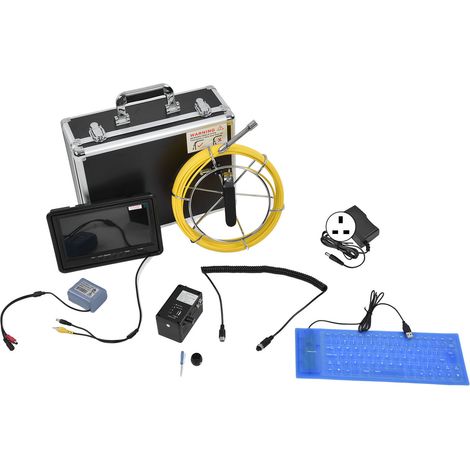 9in écran LCD 4500mAh endoscope de canalisation 6LED caméra d'inspection tuyau d'eau vidéo 100-240V prise UK 20m/65,6ft (1/5)
