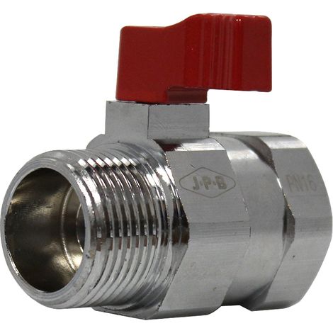 Mini-vanne laiton nickelé Mâle / Femelle 3/4" (20/27) - PN16 - manette rouge - Arcanaute (1/5)