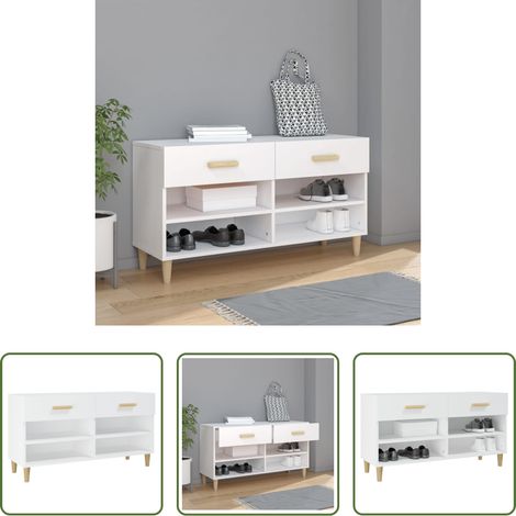 Schuhschrank Weiß -  Schuhschrank Weiß 102x35x55 cm Holzwerkstoff (1/5)