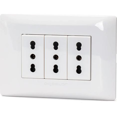 Aigostar Placca Placchetta Completa 3 Posti 3 Prese Bipasso 16a Incasso 503