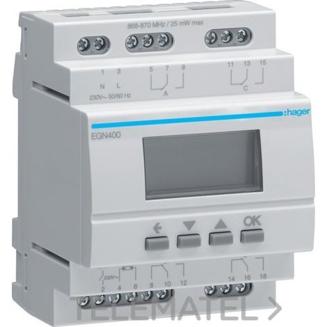 Programador digital multifuncion Hager EGN400 Bluetooth 4 canales