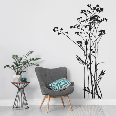 Sticker Mural - Fleurs - 57x100 cm - Noir (1/3)