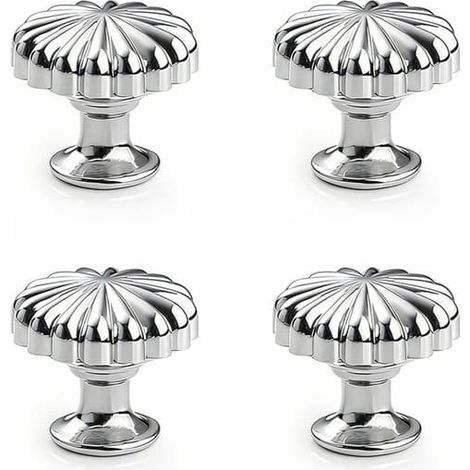 Poignées de meubles/tiroirs chromées argentées, 33 mm, pour armoires, tiroirs, chambres, bureaux, etc., lot de 4, style B (1/5)