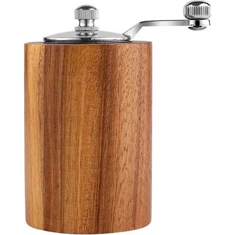 Pfeffermühle, hölzerne Pfeffermühle, manuelle Pfeffermühle mit langer Kurbel, Gewürzmühle, Mahlwerkzeug (1/5)