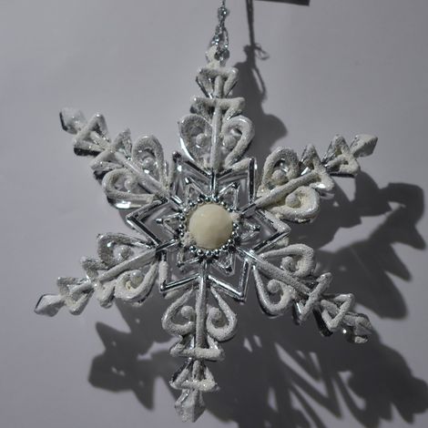 Stella in argento e bianco da addobbi per albero di natale decorazioni natalizie (1/4)
