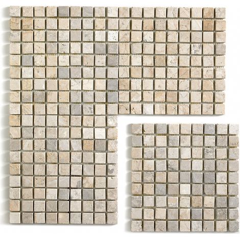 Carrelage de mosaïque (Boite de 1m²) / Plaque mosaïque mur et sol en marbre naturel coloris blanc mat - 30 x 30 cm (1/4)
