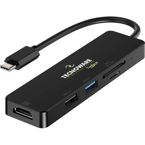 Tecnoware FHUB17693 laptop-dockingstation & portreplikator USB 3.2 Gen 1 (3.1 Gen 1) Type-C Schwarz (1/3)