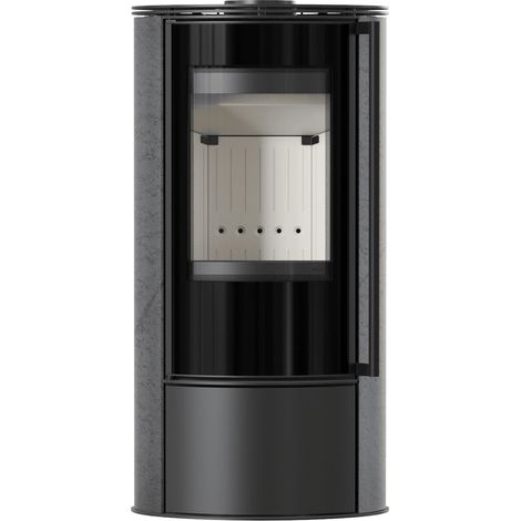 Kaminofen aus Stahl KRATKI ERIK Ø 150 5,5 kW dekorative Keramiken GRAFITE SATIN (1/5)