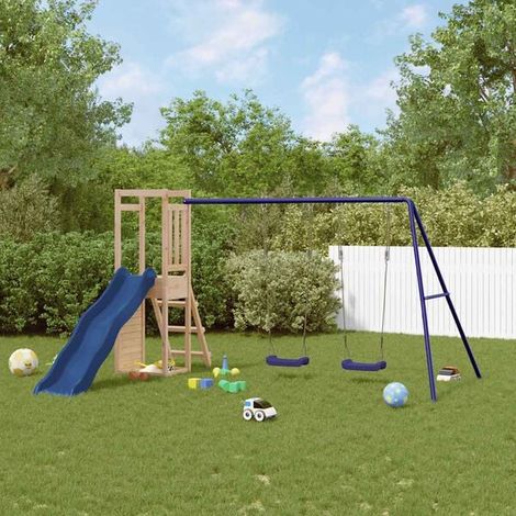 Jeu extérieur enfant : Maison de jeux et porte verrouillable/fleurs bois massif sapin jeu extérieur enfant, aire de jeu jardin, balançoire enfant , pour jardin, usage domestique , enfant 3-8 ans (1/5)