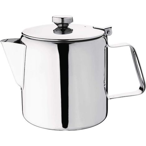 Théière en acier inoxydable de 1,4 litre — Argent, dotée d'une finition miroir hautement polie, d'une poignée résistante à la chaleur et d'un bec à large ouverture passe au lave-vaisselle. (1/5)