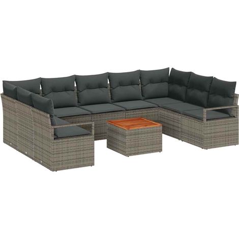 Maison Exclusive - Gartensofa-set mit Speicher 10 pcs Grau Poly-R