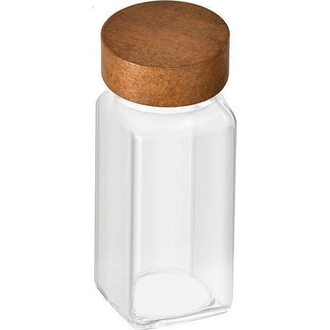 Lot de 12 pots à épices carrés en verre, récipients de rangement transparents, organisateur d'épices de cuisine [JUN] (1/5)