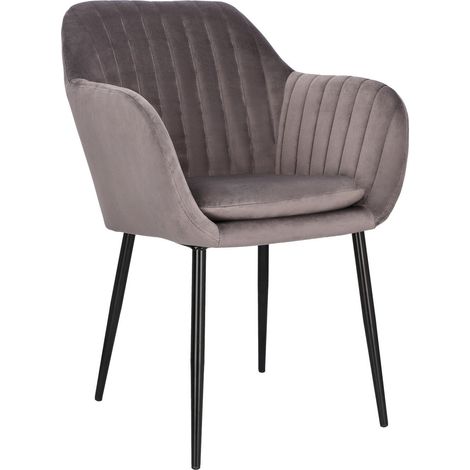Emilia Samt-Polsterstuhl, dunkelgrau, Metallbeine (1/5)