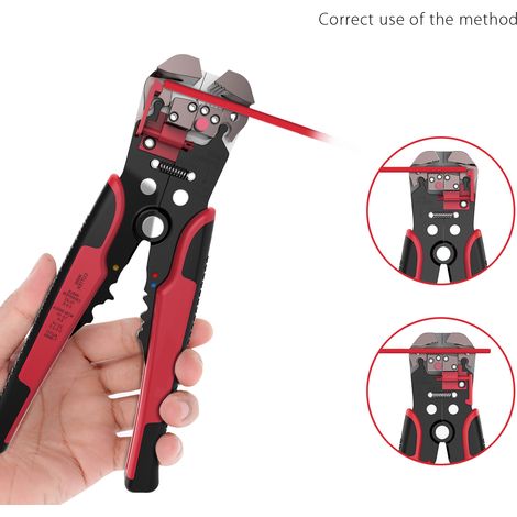 Pince à sertir professionnelle 4 en 1 Meterk, pince à sertir à cliquet pour cosses, outil de sertissage de cosses à sertir avec dénudeur de fil, rouge et noir