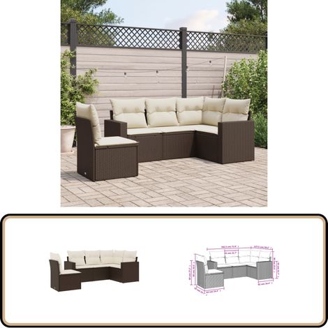 5-tlg. Garten-Sofagarnitur mit Kissen Braun Poly Rattan - Gartensofas - Outdoor Möbel - Gartenmöbelset - PE-Rattan - Lounge Set