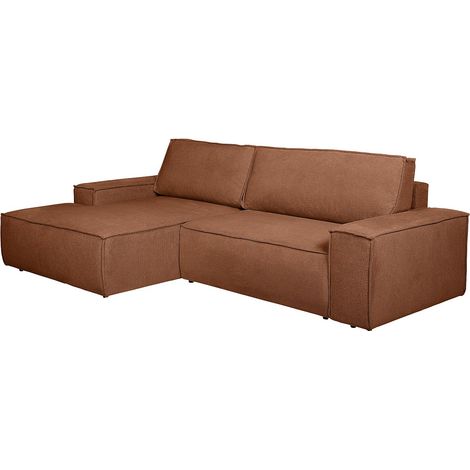 Divano letto in Tessuto testurizzato Terracotta - Angolo a sinistra - AMELIA