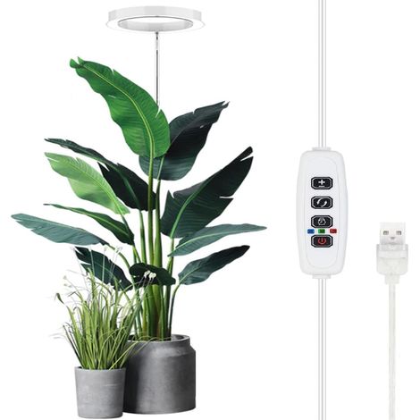 Lámpara de cultivo de suelo de espectro completo, ideal para plantas en maceta. Iluminación complementaria. Temporizador de 3/9/12 horas. 10 niveles de brillo.